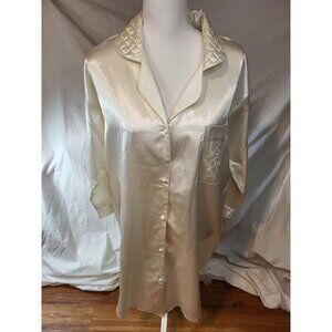 Vtge Intimate Moods Size Small‎ White Satin Pajama Shirt